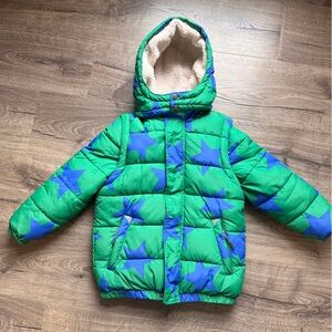 Mini Boden 6-7 years Green and Blue Star Puffer